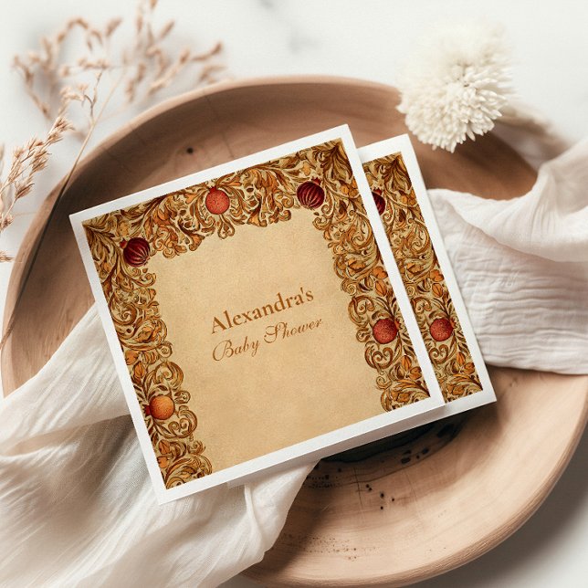 Servilleta De Papel Elegante Baby Shower Fruit and Foliage (Subido por el creador)