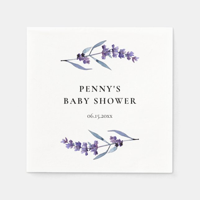 Servilleta De Papel Elegante Baby Shower Lavender (Anverso)