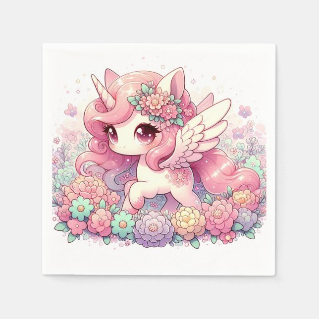 Servilleta De Papel Elegante Baby Shower Unicornio (Anverso)
