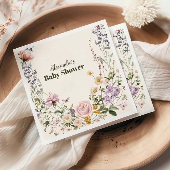 Servilleta De Papel Elegante Baby Shower Wildflower Meadow (Subido por el creador)