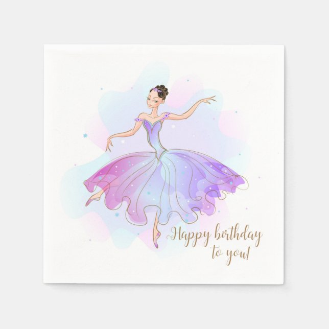 Servilleta De Papel Elegante Ballerina Birthday Wings | Cumpleaños (Anverso)
