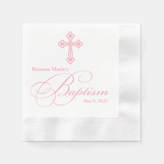 Servilleta De Papel Elegante Baptismo Cruzado Personalizado Napkin (Anverso)
