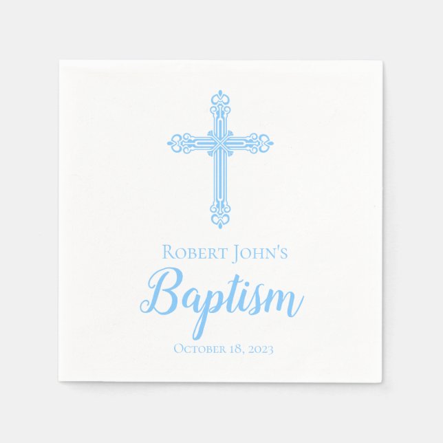Servilleta De Papel Elegante Baptismo de la Cruz Azul Napkin personali (Anverso)