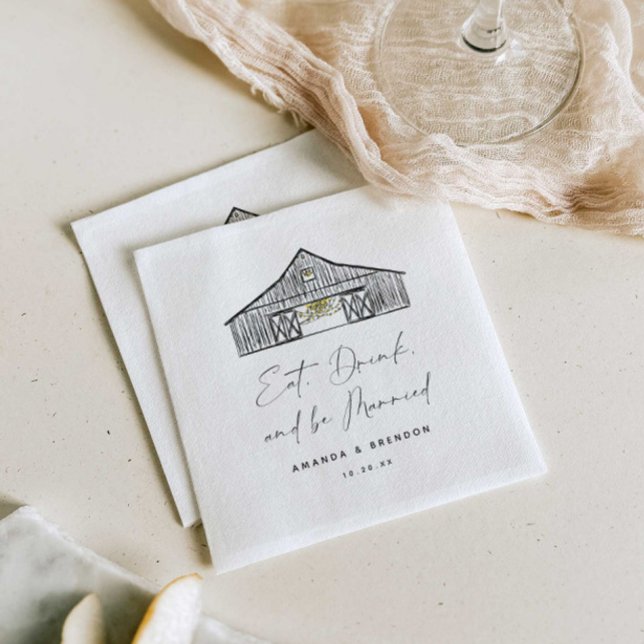 Servilleta De Papel Elegante Barn Boda Papel de citas Napkin (Subido por el creador)