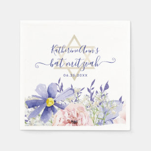 Servilleta De Papel Elegante Bat Púrpura Púrpura Floral Mitzvah