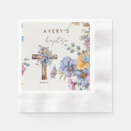 Servilleta De Papel Elegante bautismo botánico cruzado elegante
