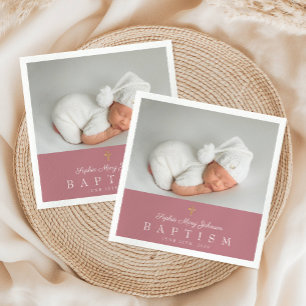 Servilleta De Papel Elegante bautismo de Chica de fotografía de cruz r