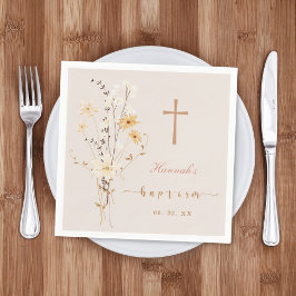 Servilleta De Papel Elegante bautismo de flores silvestres / cristiani