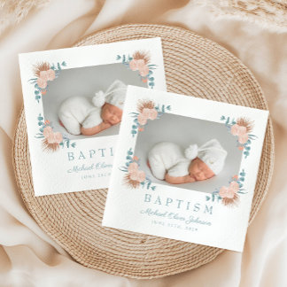 Servilleta De Papel Elegante bautismo de foto floral