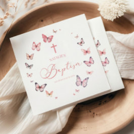 Servilleta De Papel Elegante bautismo de mariposa rosa suave
