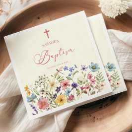Servilleta De Papel Elegante bautismo floral de flores silvestres