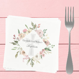 Servilleta De Papel Elegante bautismo floral rosado Fiesta Personaliza