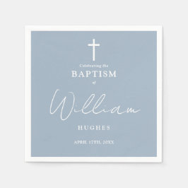 Servilleta De Papel Elegante bautismo Minimalista azul turbio