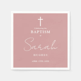 Servilleta De Papel Elegante bautismo Minimalista con un Rosa deslumbr