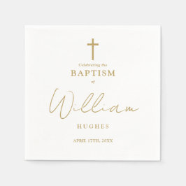 Servilleta De Papel Elegante bautismo Minimalista de oro