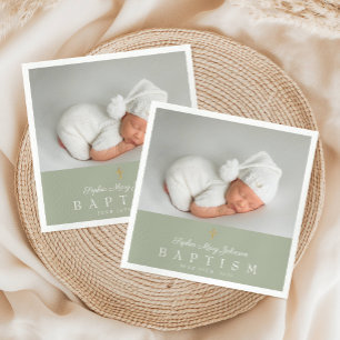 Servilleta De Papel Elegante bautismo verde cruzado entre sabores
