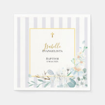 Elegante bautizo floral azul oro
