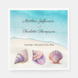 Servilleta De Papel Elegante Beach Wedding Seashells Perlas Náuticas