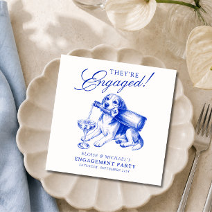 Servilleta De Papel Elegante beagle de compromiso en azul chinoiserie