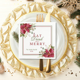 Servilleta De Papel Elegante Bebida Comida Feliz Navidad Poinsettias R