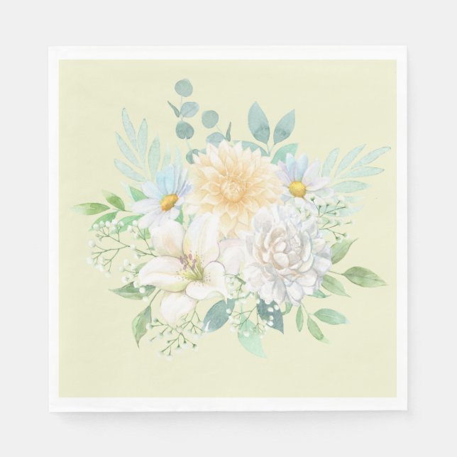 Servilleta De Papel Elegante Beige Pastel Floral (Anverso)