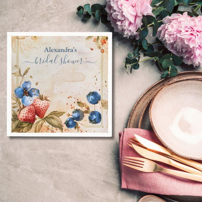 Servilleta De Papel Elegante Berry Sweet Strawberry Bridal Shower (Subido por el creador)