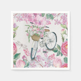 Servilleta De Papel Elegante bicicleta y flores