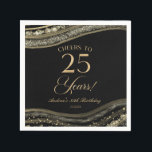 Servilleta De Papel Elegante Black Gold Agate 25th Birthday Party<br><div class="desc">¡Estas son elegantes toallas de papel de la Fiesta de Cumpleaños 25 de la Black Gold Agate!</div>