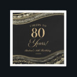 Servilleta De Papel Elegante Black Gold Agate 80th Birthday Party<br><div class="desc">¡Estas son elegantes toallas de papel de la 80ª Agate de Oro Negro!</div>