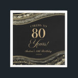 Servilleta De Papel Elegante Black Gold Agate 80th Birthday Party<br><div class="desc">¡Estas son elegantes toallas de papel de la 80ª Agate de Oro Negro!</div>