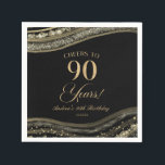 Servilleta De Papel Elegante Black Gold Agate 90th Birthday Party<br><div class="desc">¡Estas son elegantes toallas de papel de la Black Gold Agate 90th Birthday Party!</div>