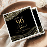 Servilleta De Papel Elegante Black Gold Agate 90th Birthday Party<br><div class="desc">¡Estas son elegantes toallas de papel de la Black Gold Agate 90th Birthday Party!</div>