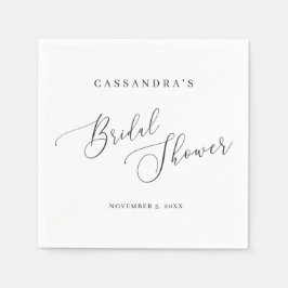 Servilleta De Papel Elegante Black Script Simple Bridal Shower