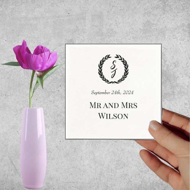 Servilleta De Papel Elegante blanco con una cena de guirnaldas de mono (Subido por el creador)