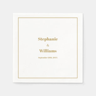 Servilleta De Papel Elegante blanco dorado moderno simple Boda mínimo
