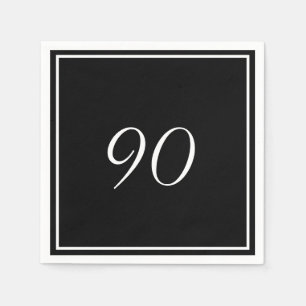 Servilleta De Papel Elegante blanco negro 90 cumpleaños