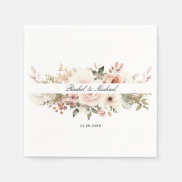 Servilleta De Papel Elegante, blanco, pastel, ramo de flores