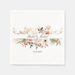 Servilleta De Papel Elegante, blanco, pastel, ramo de flores