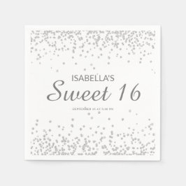 Servilleta De Papel Elegante Blanco Plata Brillante Dulce 16 Nombre