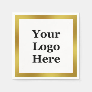 Servilleta De Papel Elegante blanco y falso oro tu logotipo aquí