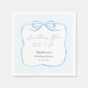 Servilleta De Papel Elegante Blue Bow Algo Azul Bridal Shower