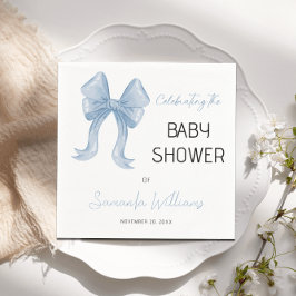 Servilleta De Papel Elegante Blue Bow Boy Baby Shower