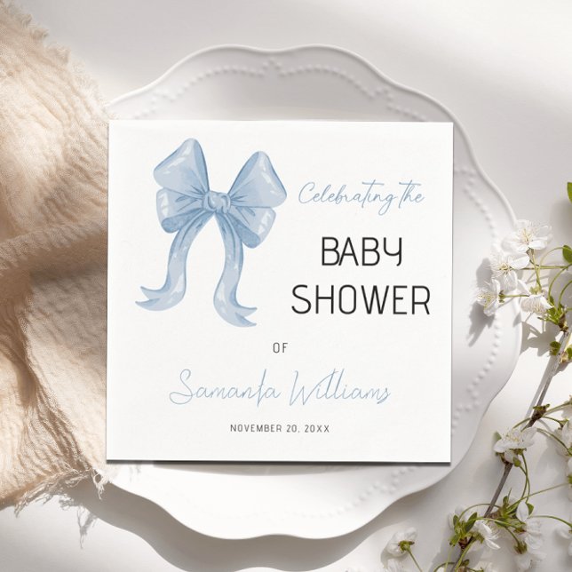 Servilleta De Papel Elegante Blue Bow Boy Baby Shower (Subido por el creador)