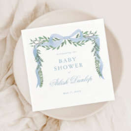 Servilleta De Papel Elegante Blue Bow con GreenBoy Baby Shower
