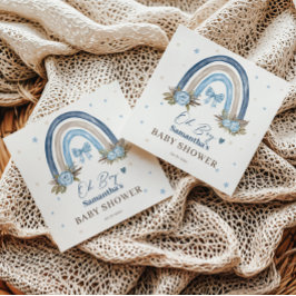 Servilleta De Papel Elegante Blue Floral Beige Boho Rainbow