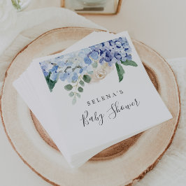 Servilleta De Papel Elegante Blue Hydrangea Spring Floral Baby Shower