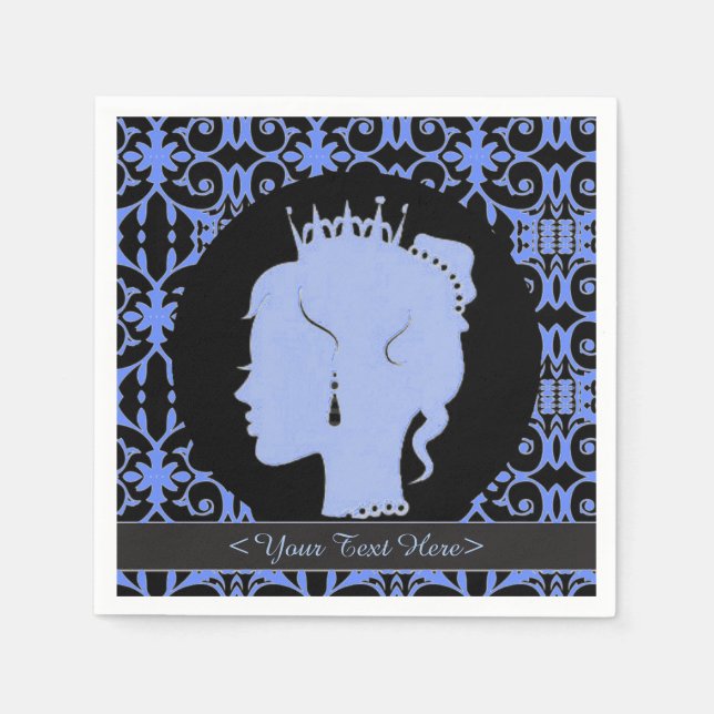 Servilleta De Papel Elegante Blue Personalized Princess Fiesta Napkins (Anverso)