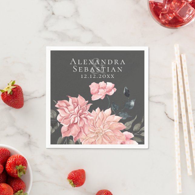 Servilleta De Papel Elegante Boda acuarela floral (In situ)