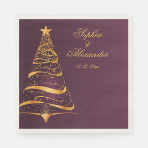 Servilleta De Papel Elegante Boda Árbol de Navidad Dorado Chic