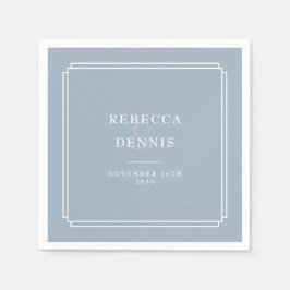 Servilleta De Papel Elegante Boda Art Deco Azul Dusty